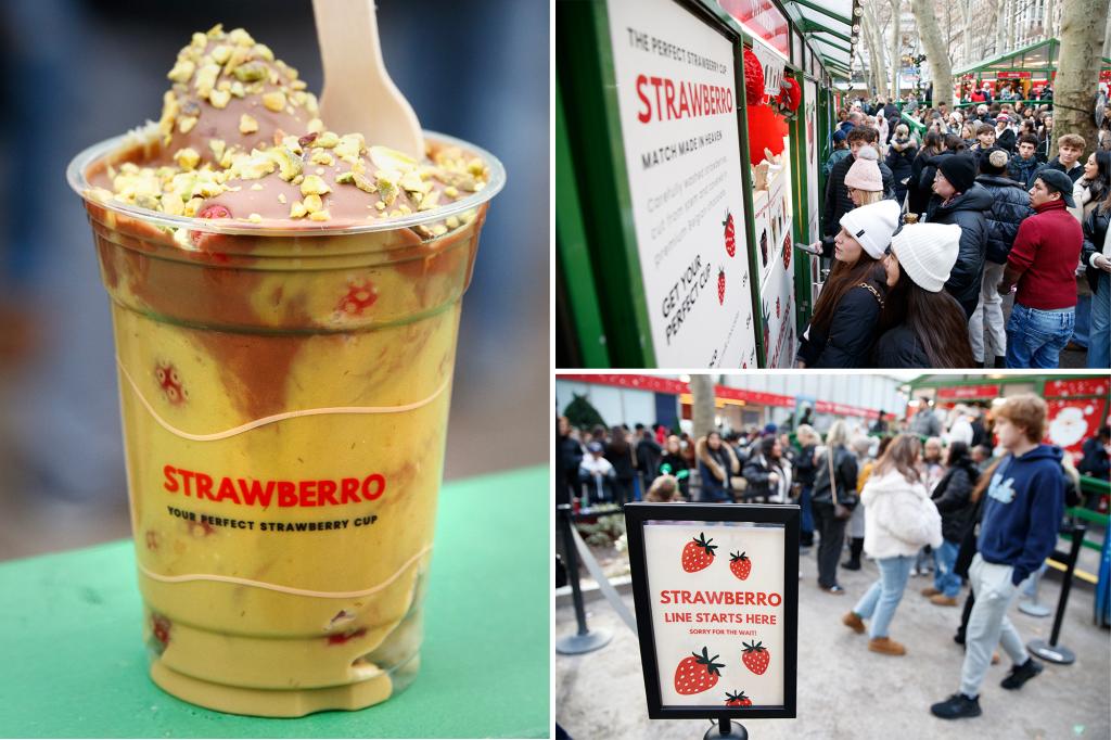 People wait two hours to spend $25 on a cup of Tiktok's famous chocolate covered strawberries