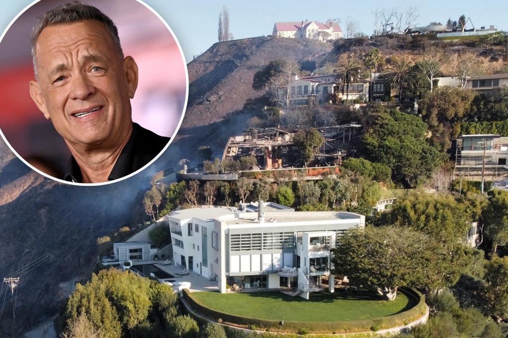 Stunning photo shows how close Tom Hanks' LA mansion came to being destroyed