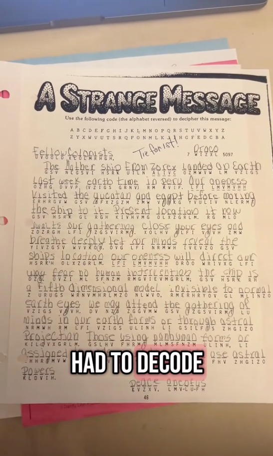 Code breaking worksheet