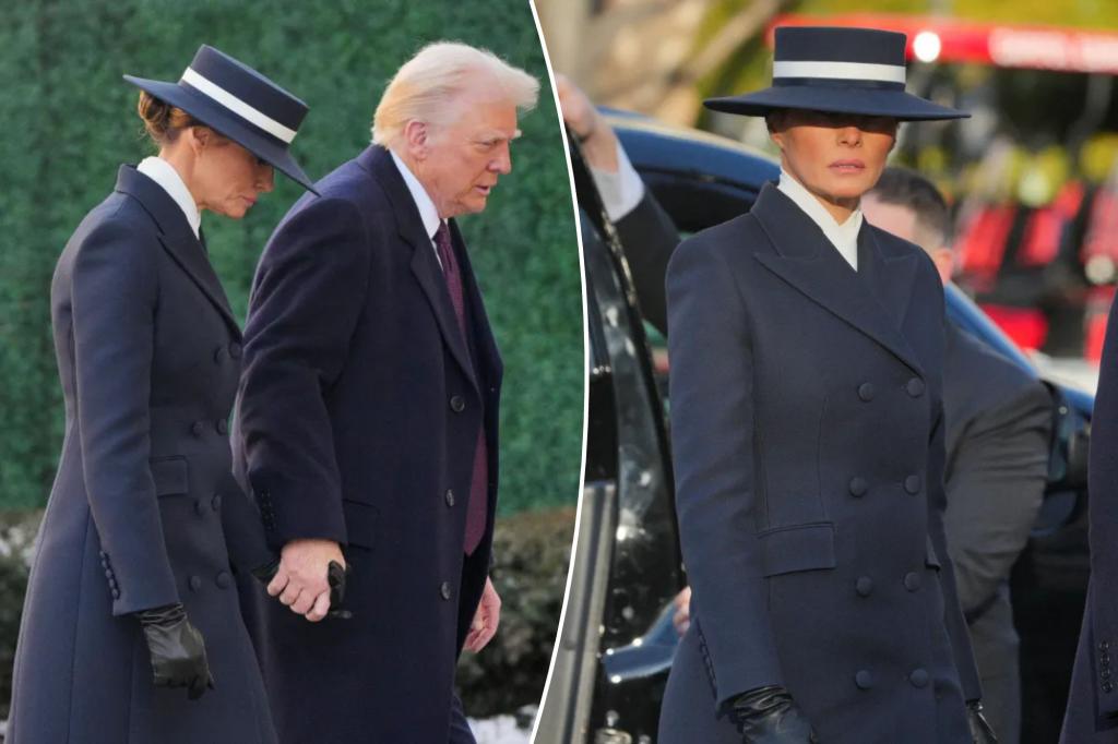 Melania Trump styles her Inauguration Day outfit with a matching hat