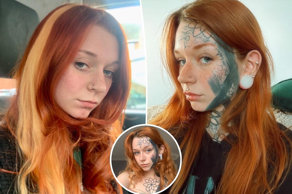 Woman who allowed fiance to tattoo her face says she has no regrets despite backlash