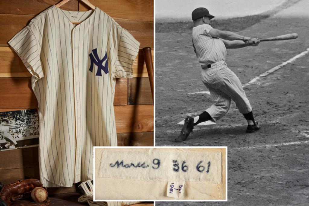 Baseball legend Roger Maris' 1961 Yankees UP uniform for auction, expected to receive $ 1 million