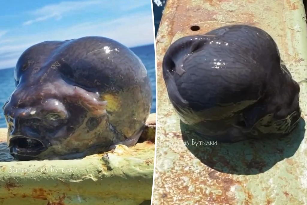 The terrified fisherman after capturing the annoying 'stranger' animal from the depths of the ocean