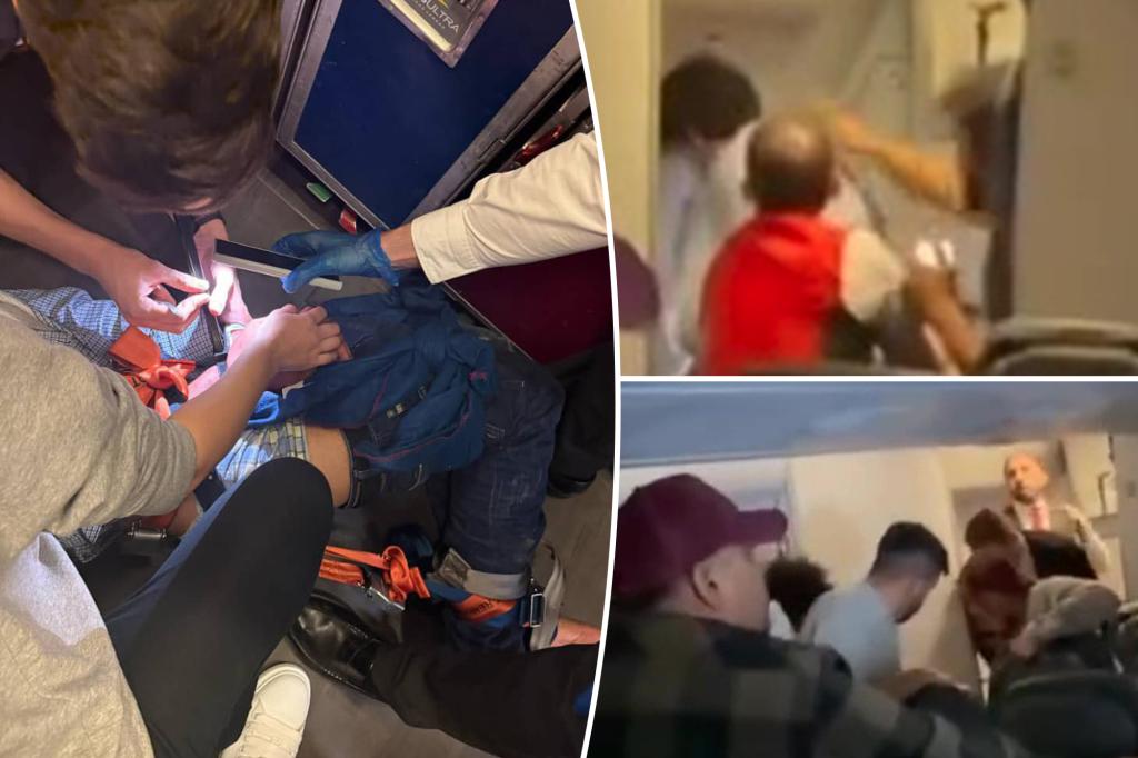 The 'disturbed' passenger causes chaos during the flight - and the crew member suffers injuries in the quarrel