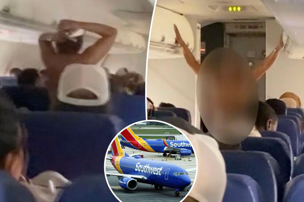 Screaming southwestern passenger ribbons naked on the plane, shocking friends - including children