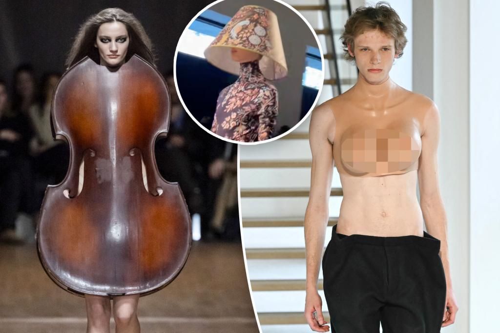 Paris Fashion Week Repair: Human violin, plastic breasts and candlestick hats